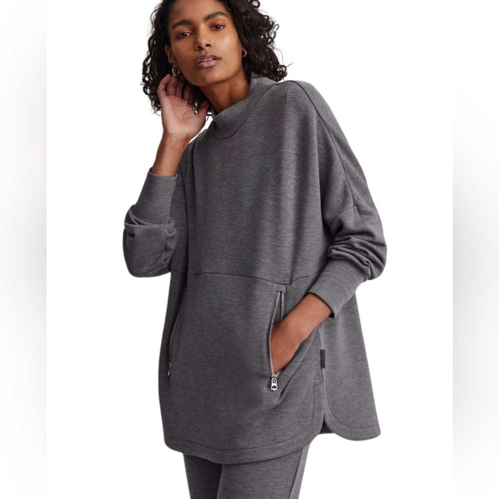 VARLEY Bay Grey Mock Pullover Sweatshirt Medium